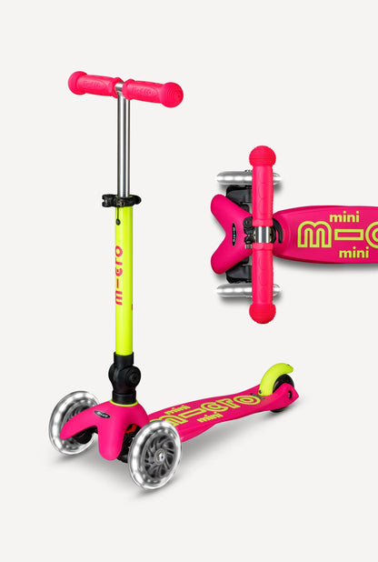 Neon Flamingo Yellow Micro Mini LED Scooter - Foldable