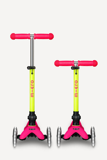 Neon Flamingo Yellow Micro Mini LED Scooter - Foldable