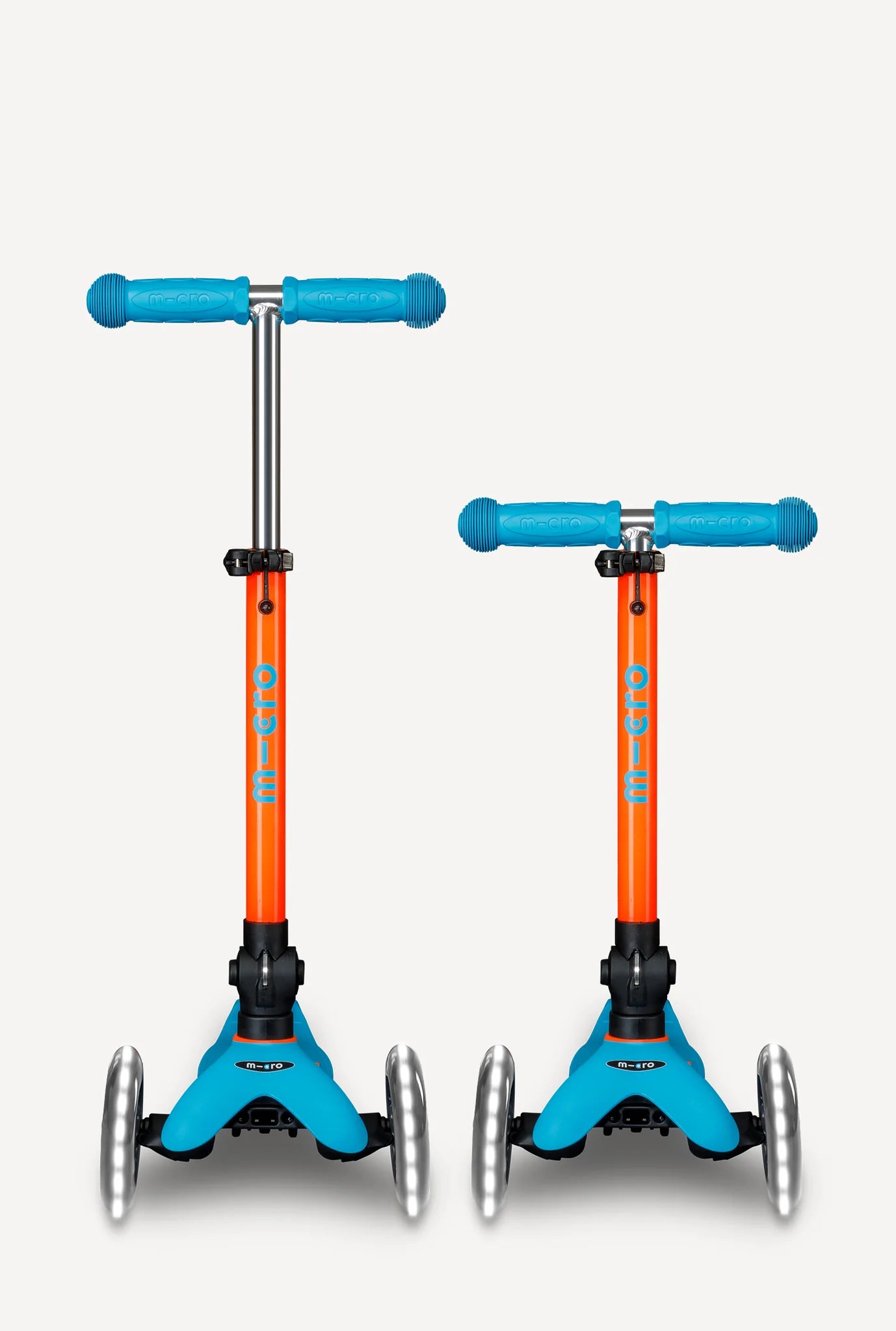 Neon Sunset Orange/Aqua Micro Mini LED Scooter - Foldable