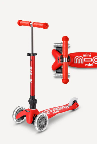 Red Micro Mini LED Scooter - Foldable