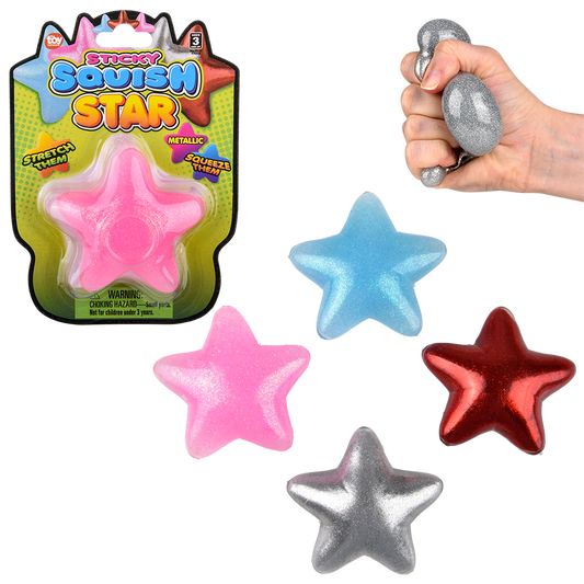 Squish Sticky Glitter Star 3"