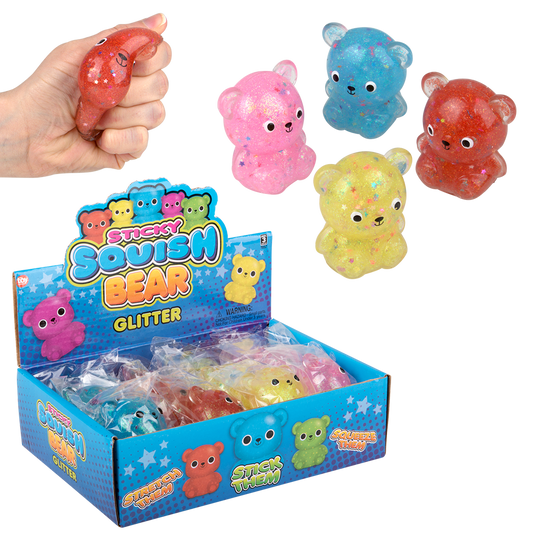 2.25" SQUISH STICKY GLITTER BEAR