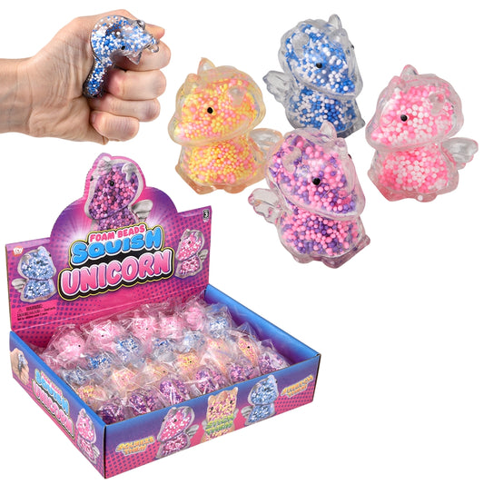 2.3" MINI SQUEEZY FOAM BEAD UNICORN