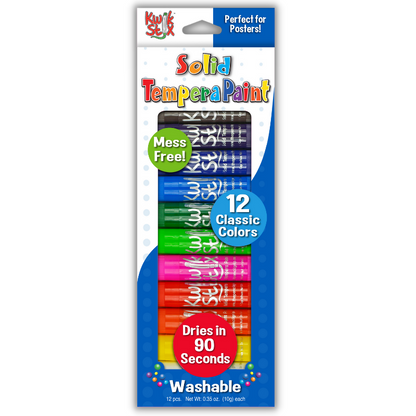 KwikStix Solid Tempera Paint - 12 Classic Colors