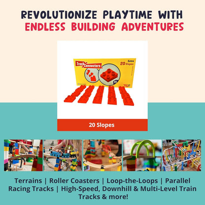 20pc Wooden Slope Train Track Accessories