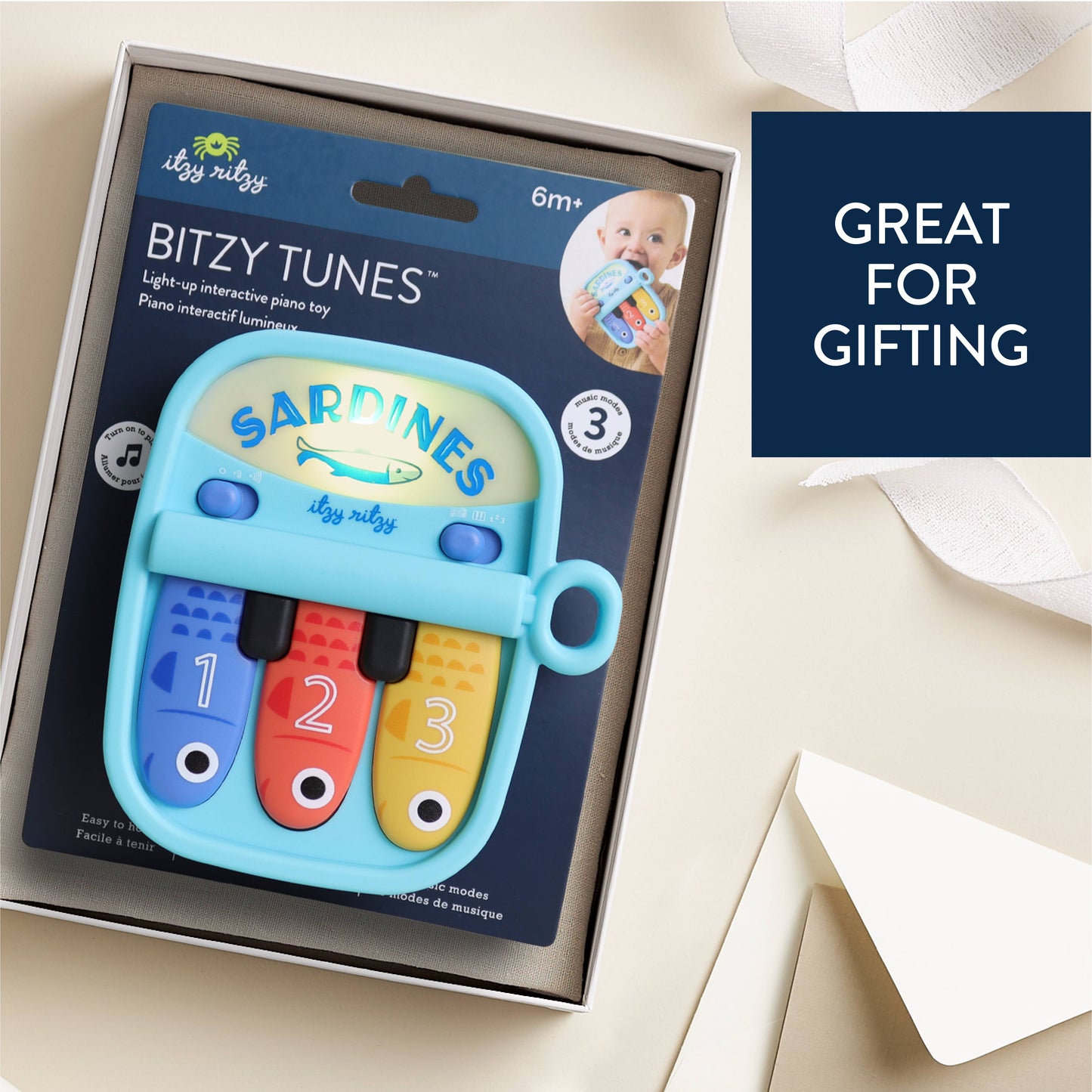 Bitzy Tunes™ Sardines - Light-up Interactive Piano Toy