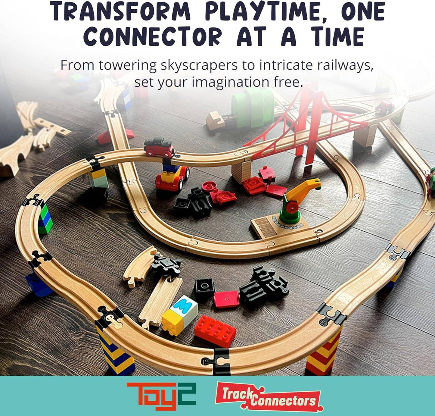 20pc Wooden Slope Train Track Accessories