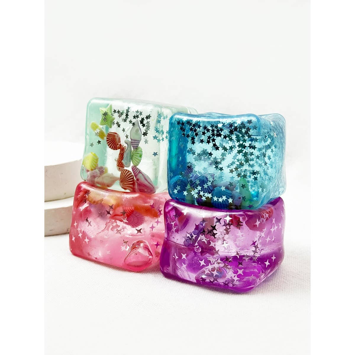 Ocean Glitter Sensory Jelly Cube Squishy Fidget Toy