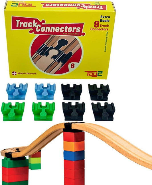 8pc Wooden Train Track Connectors for Duplo and Brio