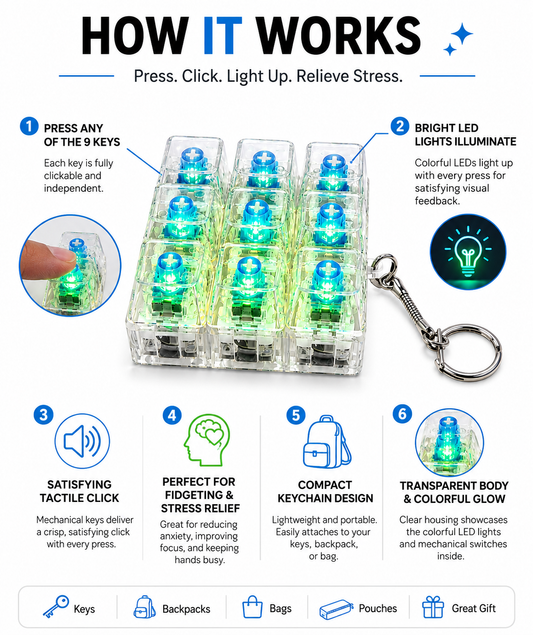 Light Up Keyboard Clicker Keychain