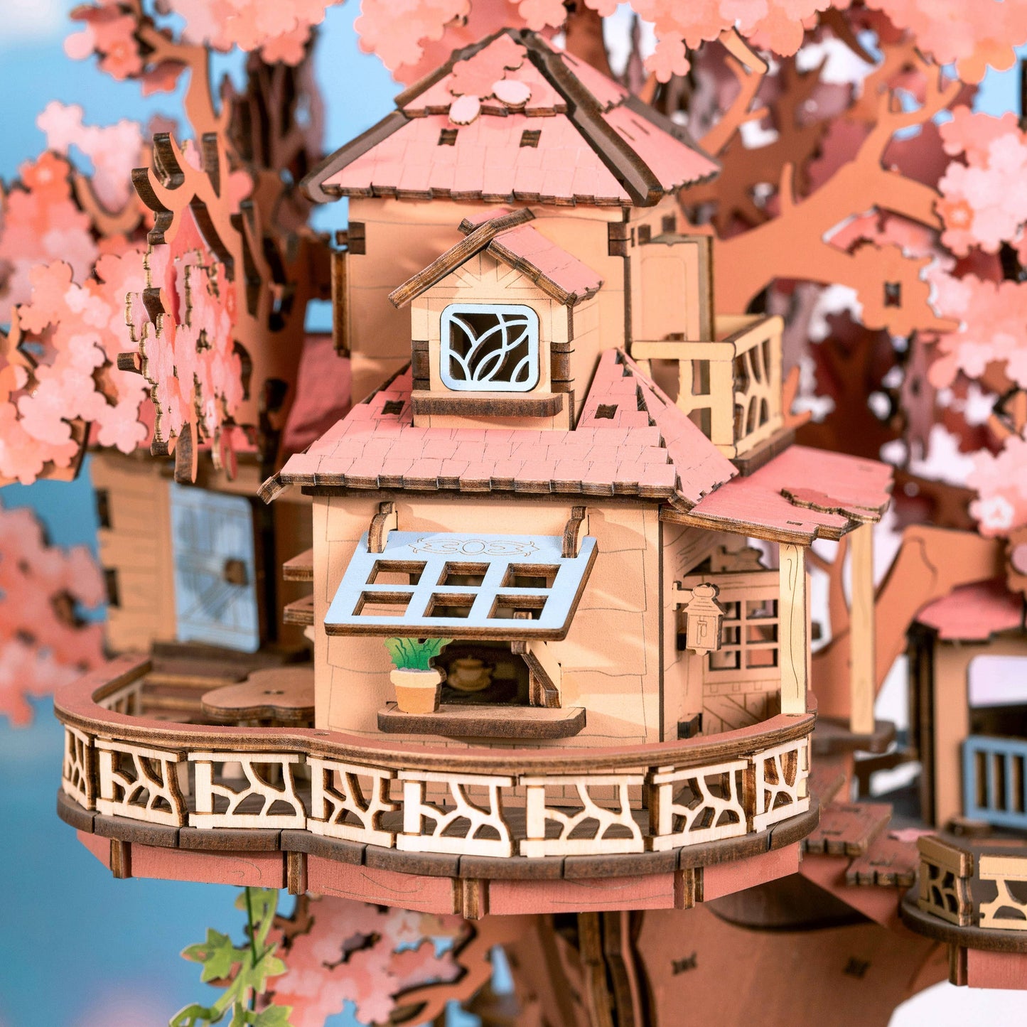 DIY Wooden Puzzle: Sakura Tree House