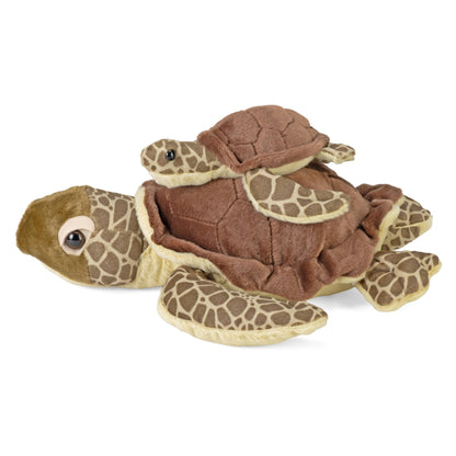 Mom Baby Green Sea Turtle Stuffed Animal 12"