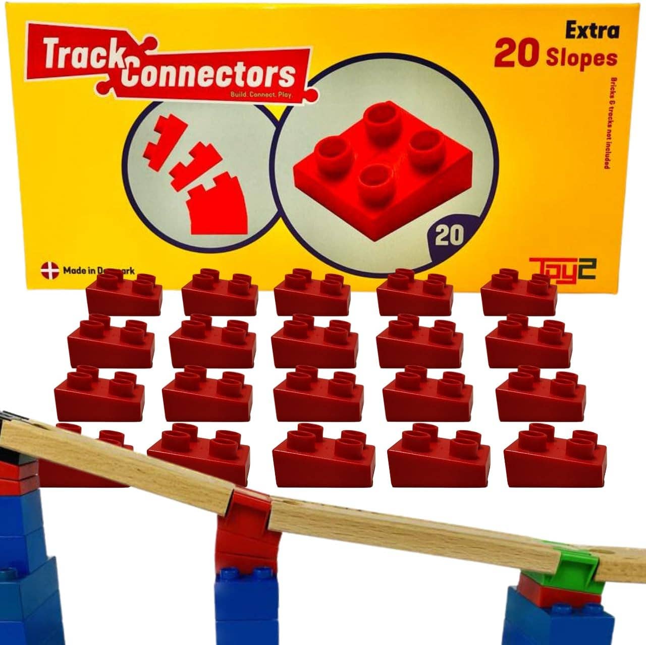 20pc Wooden Slope Train Track Accessories