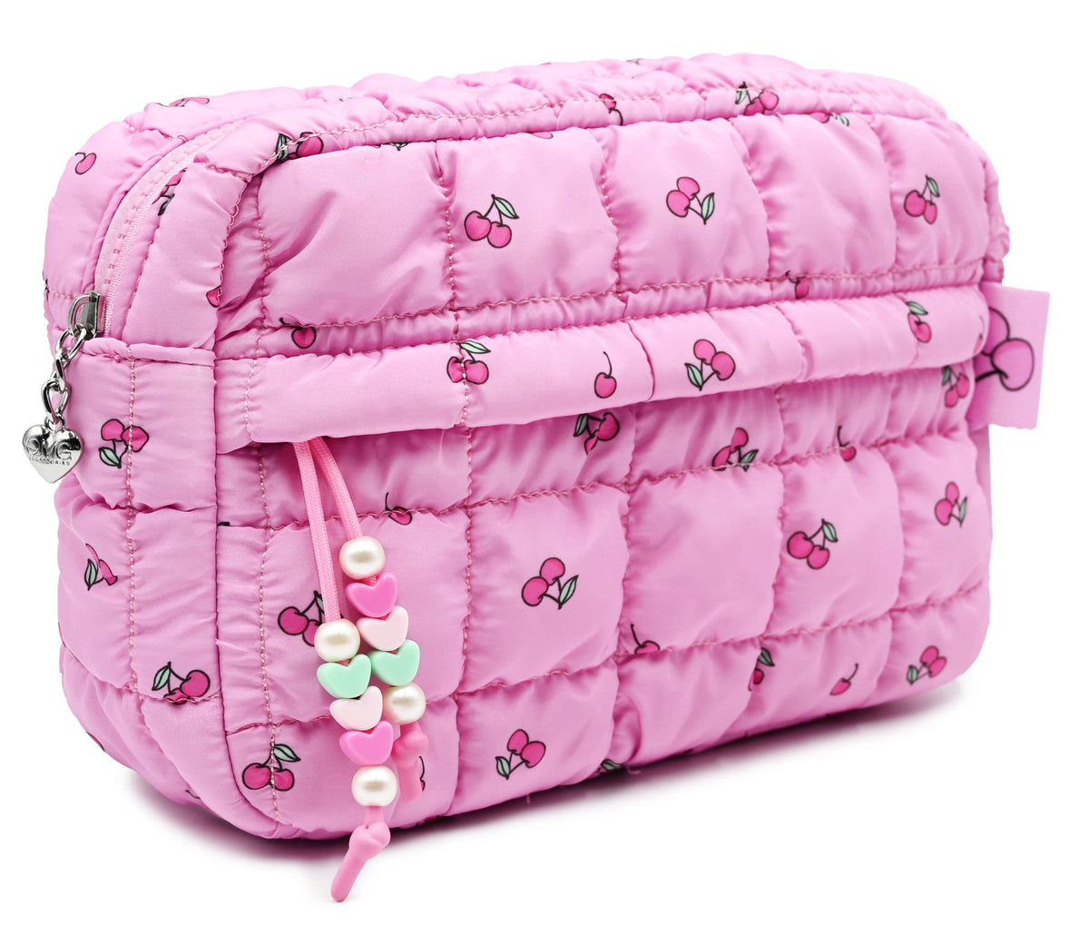 Quilted Scrunchies Cherry Printed Pouch