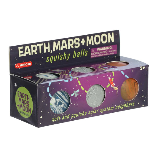 Earth Moon and Mars Squishy Stress Balls Set