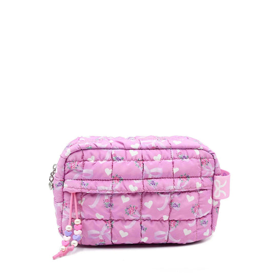 Quilted Scrunchies Floral Bow Printed Pouch