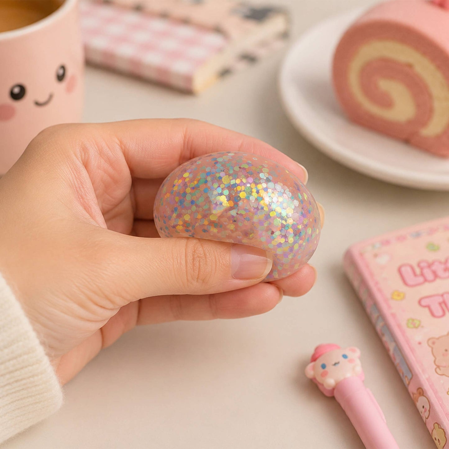 Mini Glitter Dumpling Squishy – Mystery Sensory Toy Display
