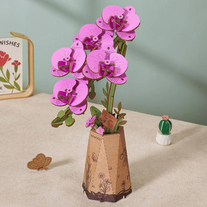 Purple Moth Orchid 3D Wooden Flower Puzzle