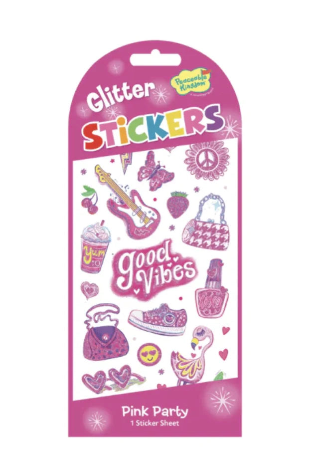 Pink Party Glitter Stickers
