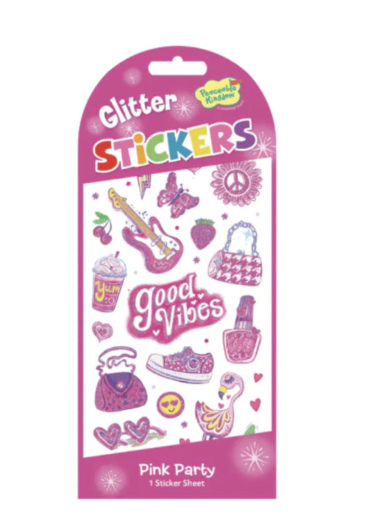 Pink Party Glitter Stickers