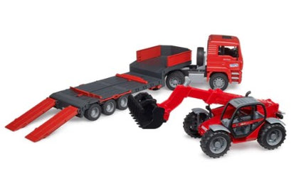 Bruder Man TGA Low Loader Truck with Manitou Telehandler