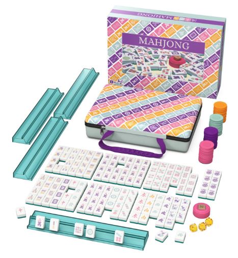Mahjong Tile Set in Colorful Carrying Case