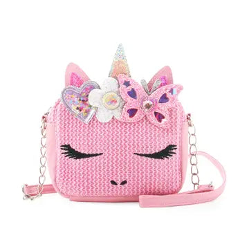 Miss Gwen Unicorn Pink Straw Crossbody