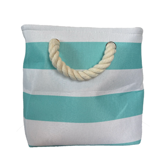 Striped Tote Aqua Green